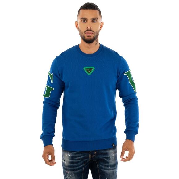 Avenue George V Paris Men's GV Signature Chenille Crewneck Sweatshirt in Green - Picture 1 of 4